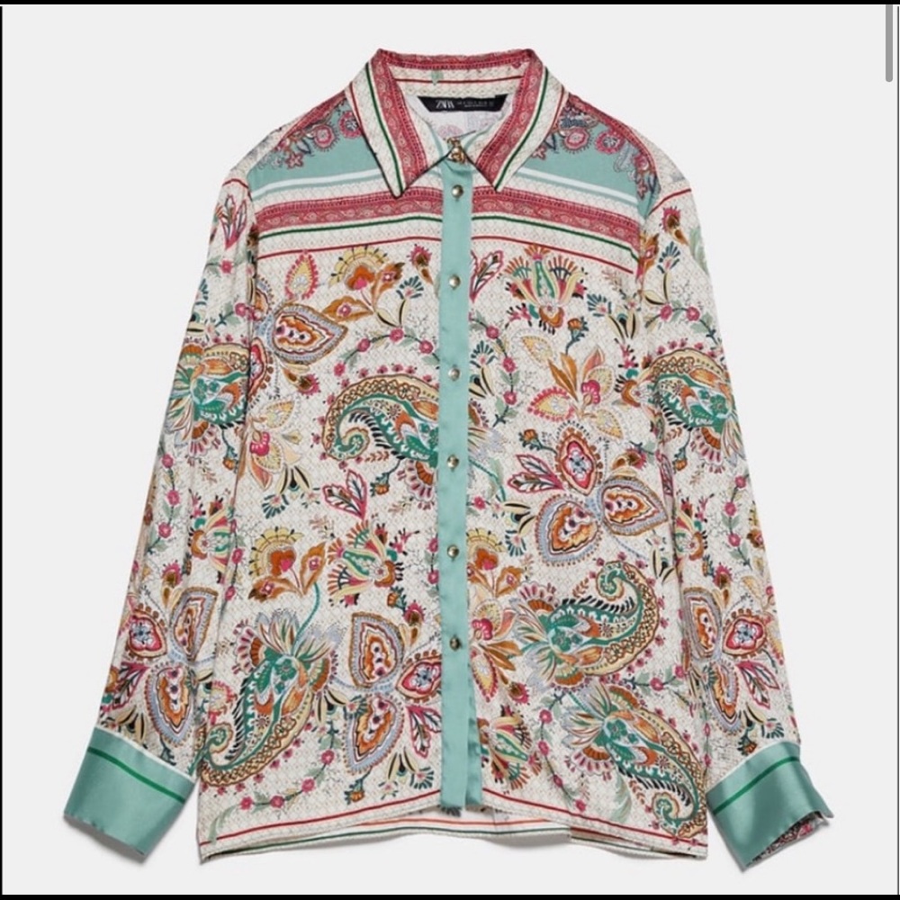 Zara Satin effect printed blouse
